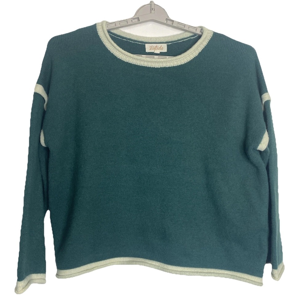 Listicle Heavy Knit‎ Sweater Size L Green Crew Neck Boxy Size L